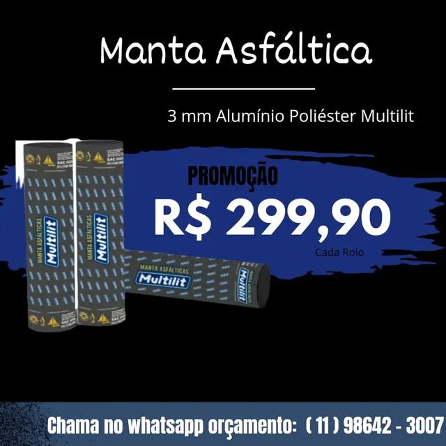 Manta Asfáltica 3mm aluminizada poliéster 