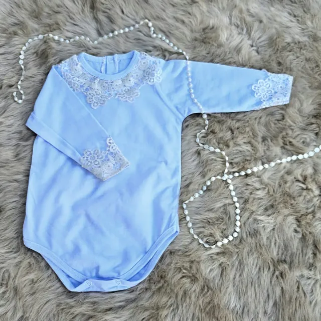 Body Infantil Renda Florida Dourada - Branco Básico