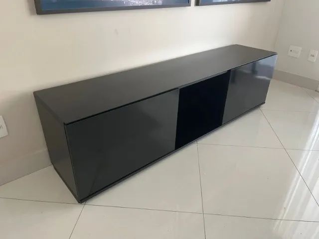Rack preto com tampo de vidro - 1,80m  - Foto 2