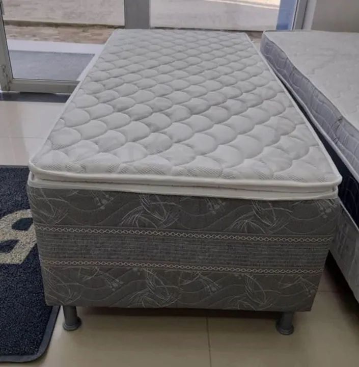 Cama Box de solteiro  unibox 10cm de espuma com pilow top 