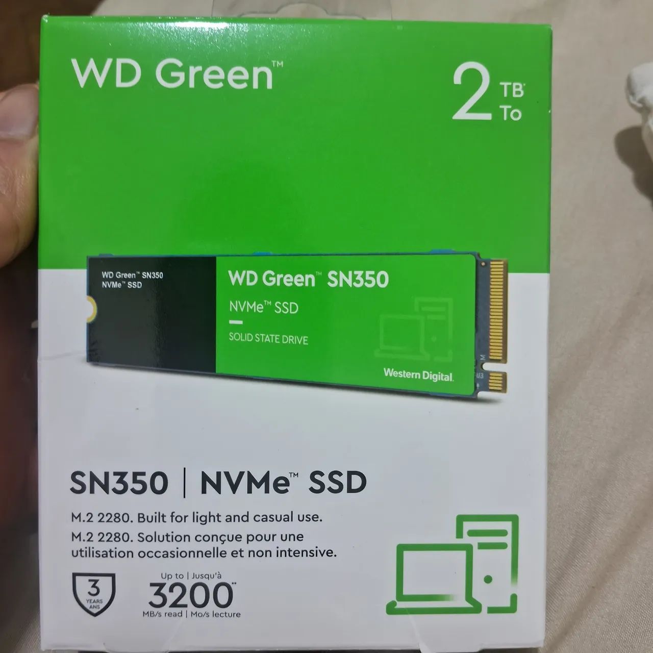 WD Green SN350, 2 TB, M.2 2280, PCIe NVMe, Read Speed 3200 MB/s, Write Speed 3000 MB/s64739264608385120