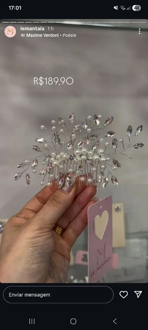 Grinalda acessório de noiva cabelo - Foto 3