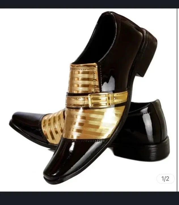 Sapato Social Masculino Dourado e Preto