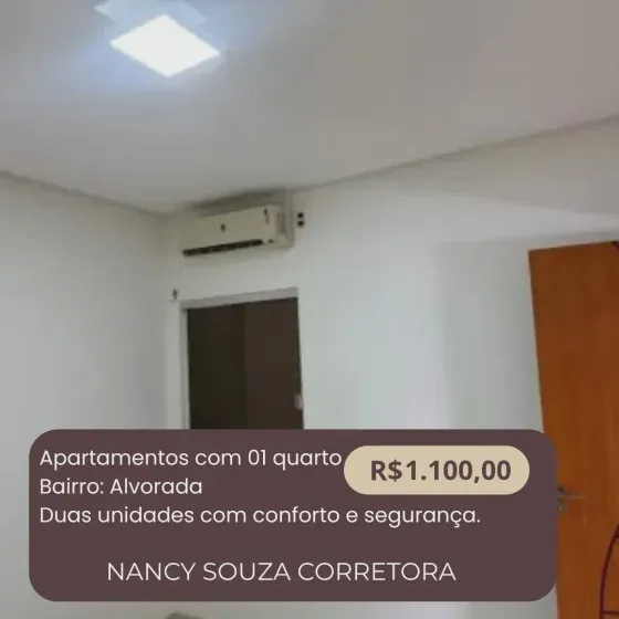 Apartamento 01 quarto, 01 banheiro, Bairro: Alvorada