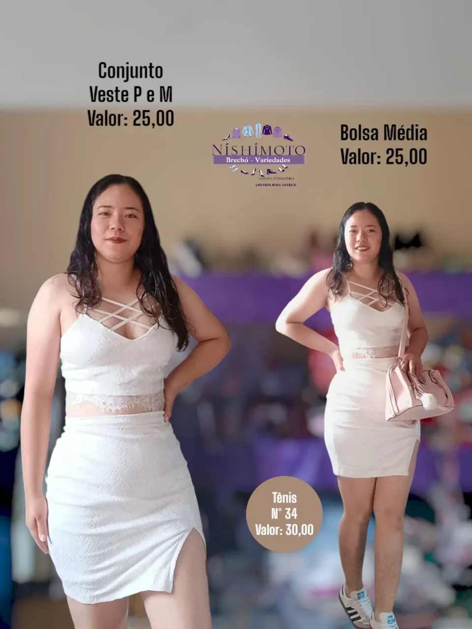 Conjunto Branco - Tamanho P e M peças de bazar