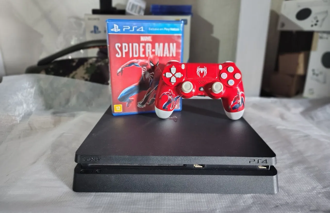 Playstation 4 + Spider-Man leia descrição