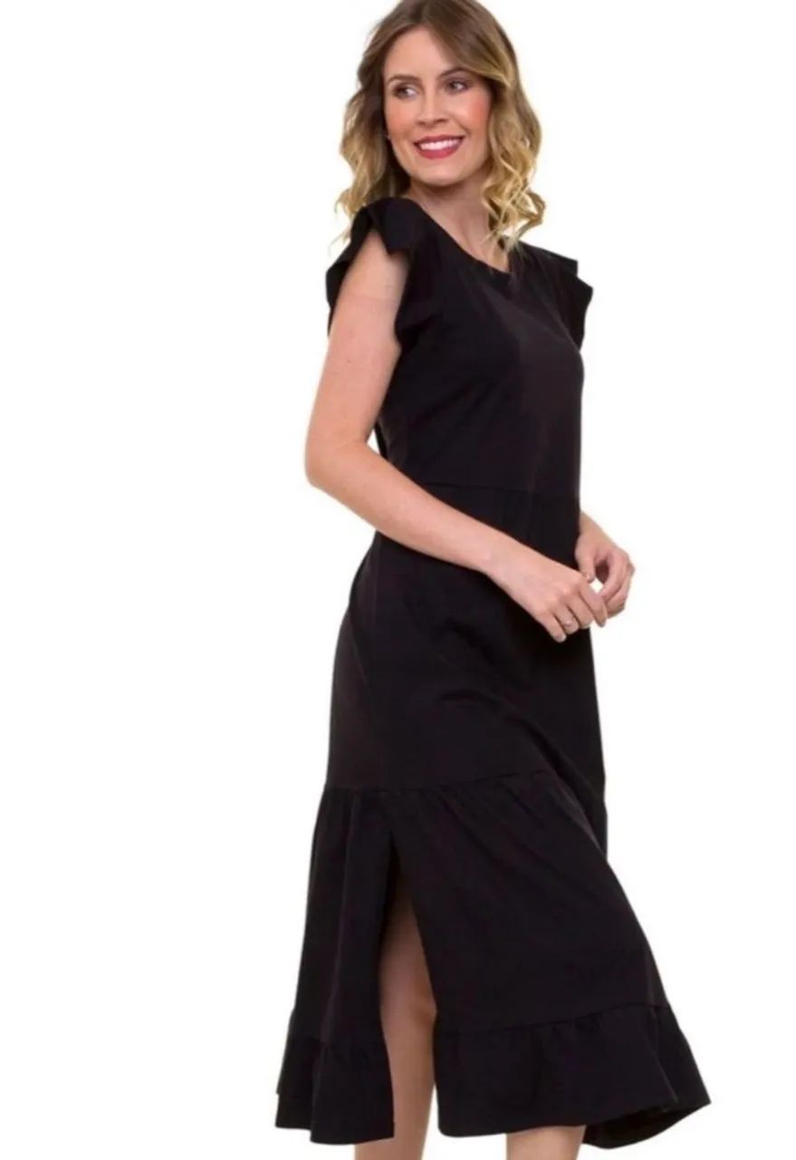 Vestido Preto Midi com Detalhes - Foto 2