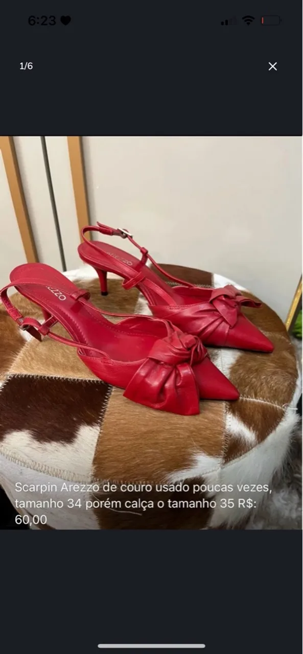 Combo Scarpin Arezzo Vermelho - Tamanho 34 e Sandália Constance Dourada 35