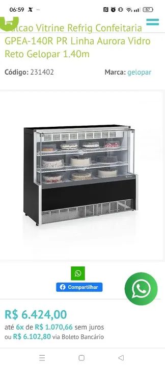 Vitrine Refrigerada para Doces e Bolos e afins 140 m (nova embalada) - Foto 2