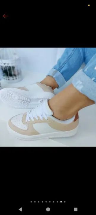 Tênis Casual Branco e Bege - Foto 6