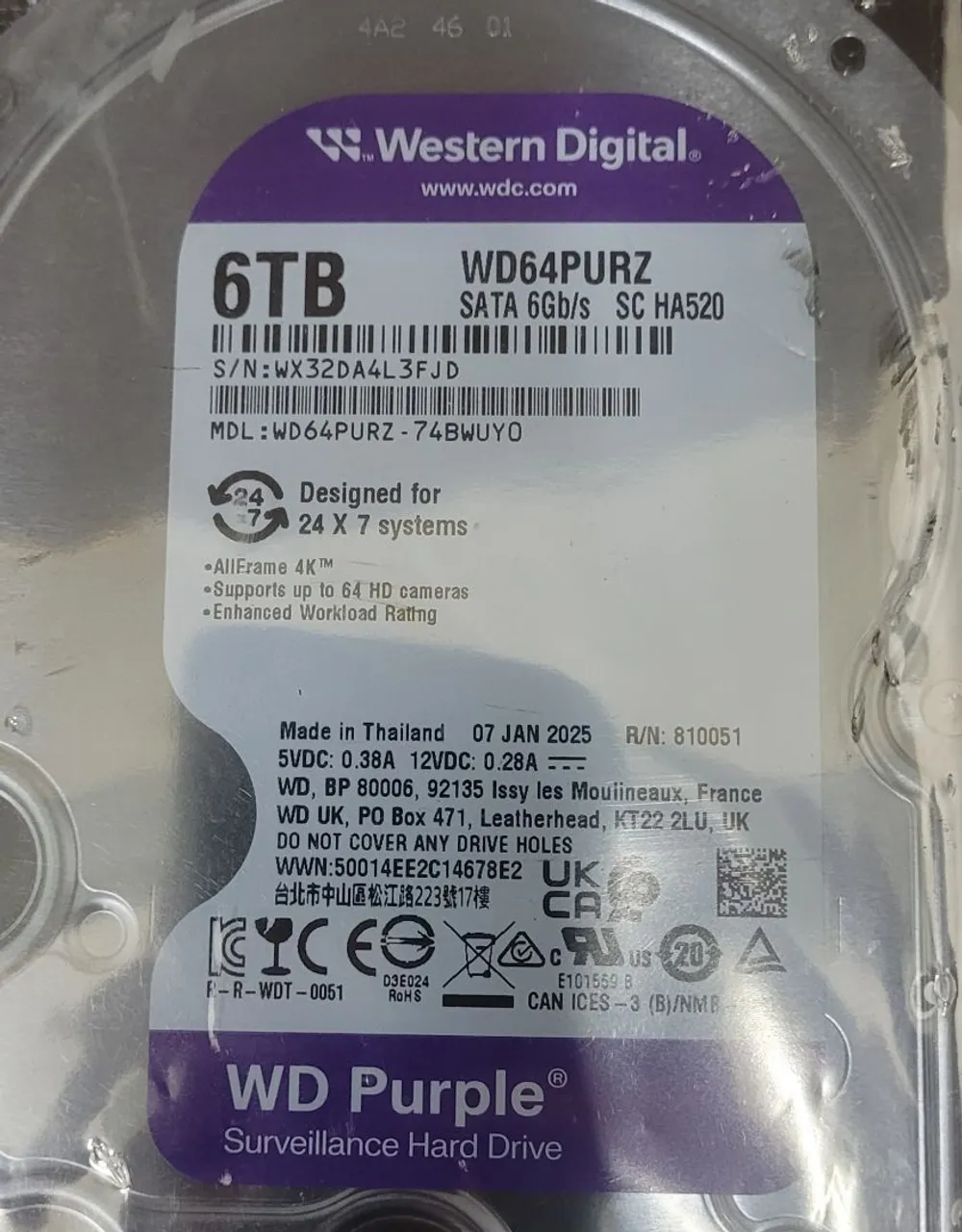 HD WD Purple 6TB - Vigilância 24/7