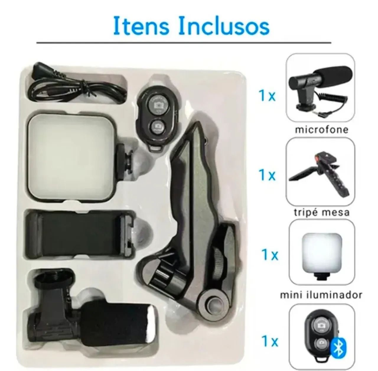 Suporte Kit de gravação 5 em 1 com microfone e controle bluetooth  - Foto 3