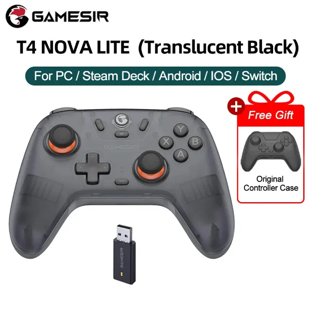 Controle S/ Fio Gamesir T4 Nova Lite Analógicos Hall Effect Cor Preto