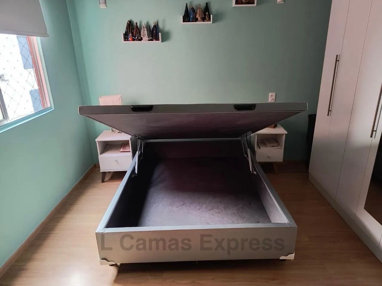 Base de Cama Casal Vinho Suede - Foto 2