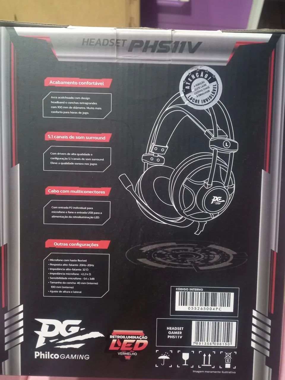 Headset Gamer Philco PG - 5.1 Surround - LED Vermelho - Foto 2