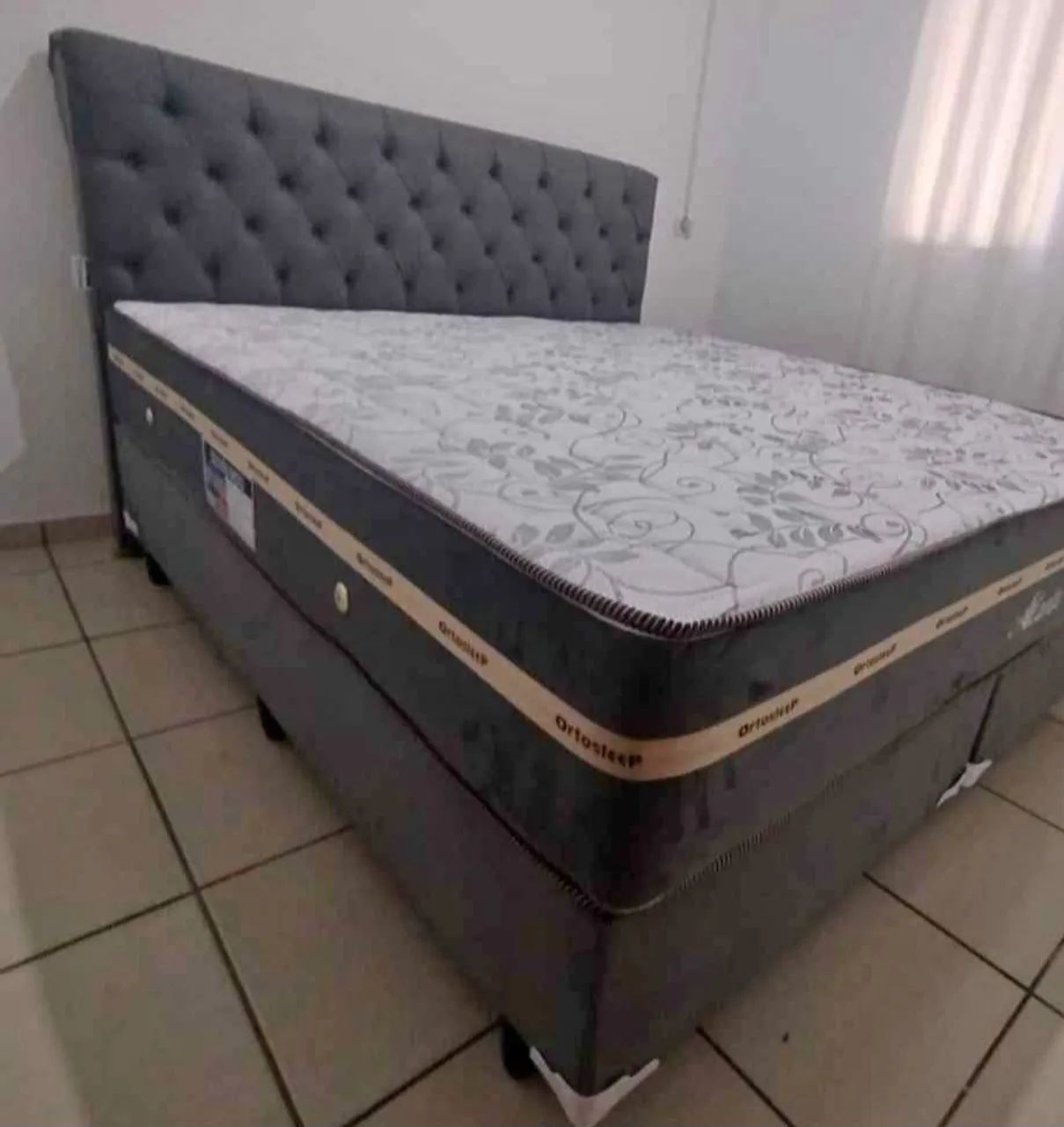 Cama Box Queen com Cabeceira Estofada Ortosleep