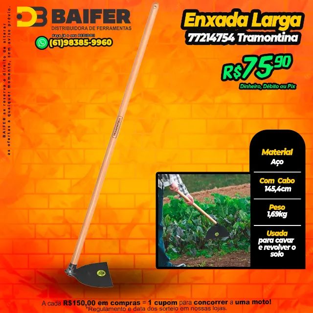 Enxada Larga 2.1/2Lbs Com Cabo * Tramontina