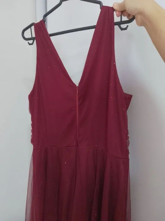Vestido Longo GG Tule Vermelho para Festa - Foto 4