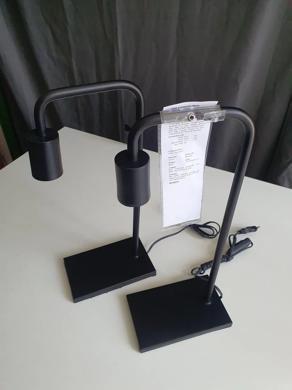 Par de luminária de mesa pipe Preta  - Foto 3