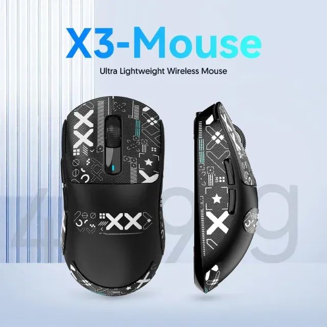 [Novo] Mouse Sem Fio Attack Shark X3 Black Superlight, Tri-Mode, PAW3395, 26000DPI, 49g
