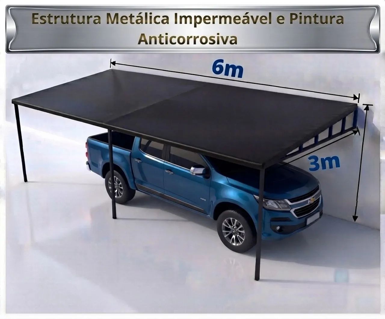 Toldo 6x3m p/ carros e áreas externas  - Foto 2
