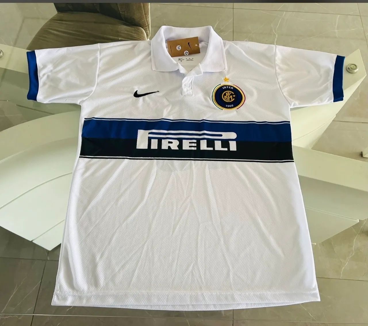 CAMISA INTER DE MILÃO - 2009/2010 - BRANCA RETRO - ADRIANO 10 - NACIONAL - NOVAS!