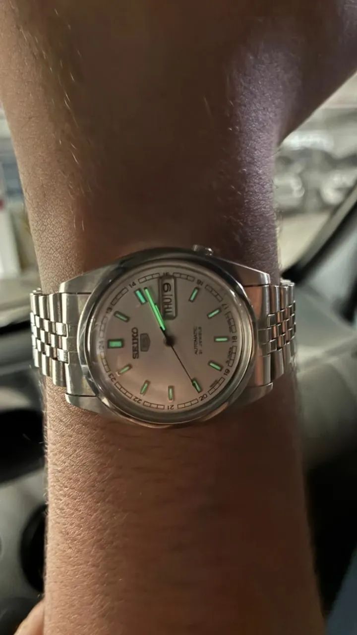 EXCLUSIVIDADE! Relógio Automático Seiko 5 7S26 Fundo Branco Caixa 36mm - Foto 2