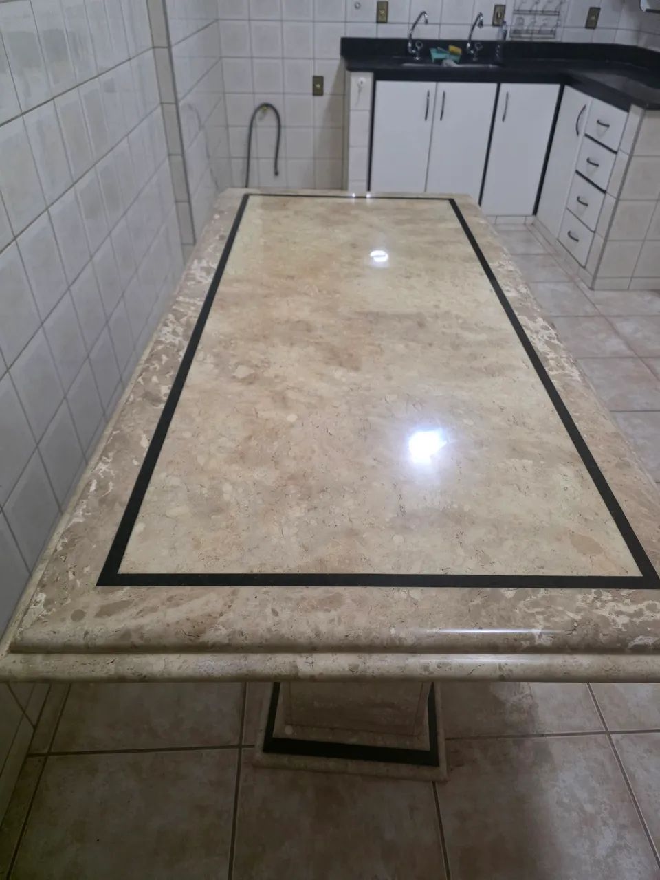 Mesa de mármore Travertino bege - Foto 2