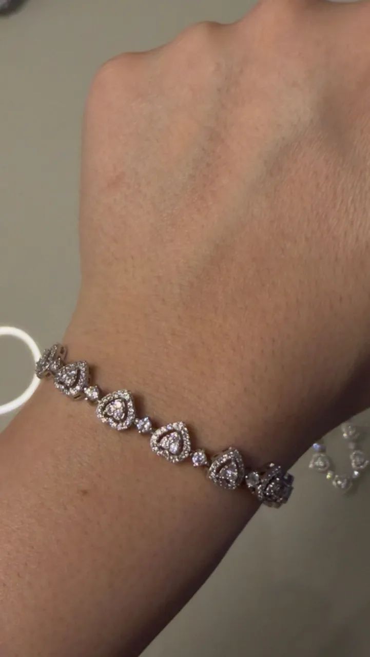 Colar e pulseira riviera prata coração  - Foto 4