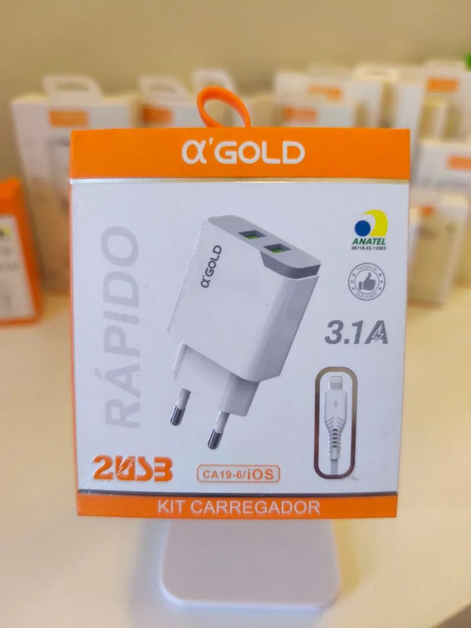 Kit carregador rápido Lightning (iPhone) 2 entradas USB