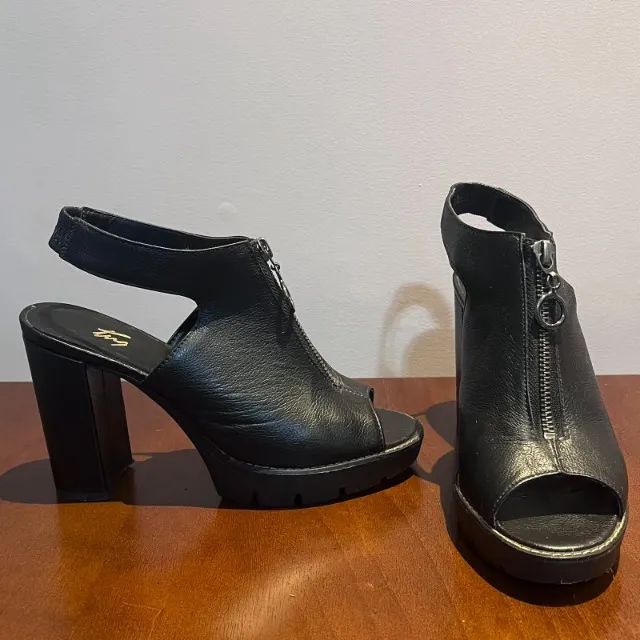 sandália tng, couro, preta 35 - Foto 2