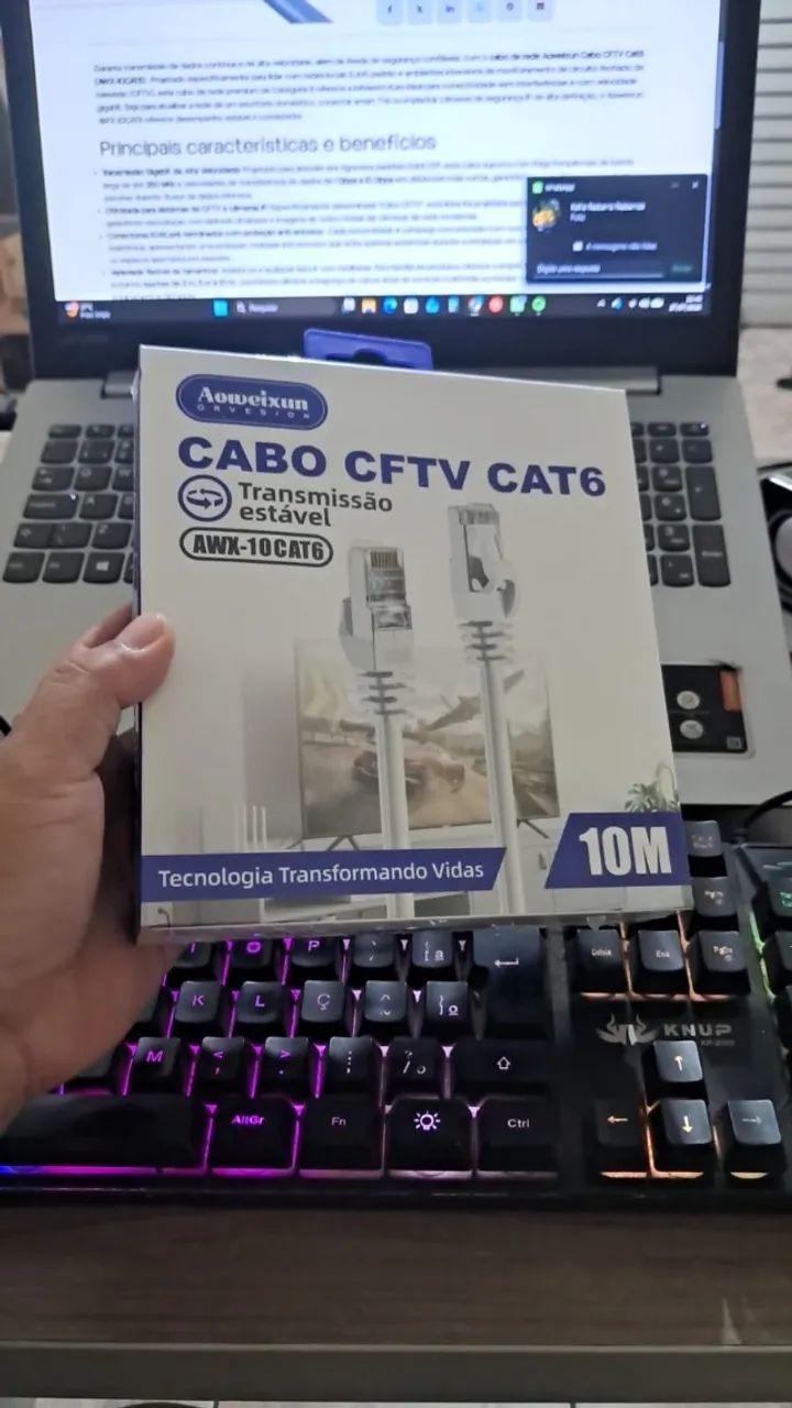 Cabo de rede Ethernet Aoweixun Cabo CFTV CAT-6 10M - Foto 3
