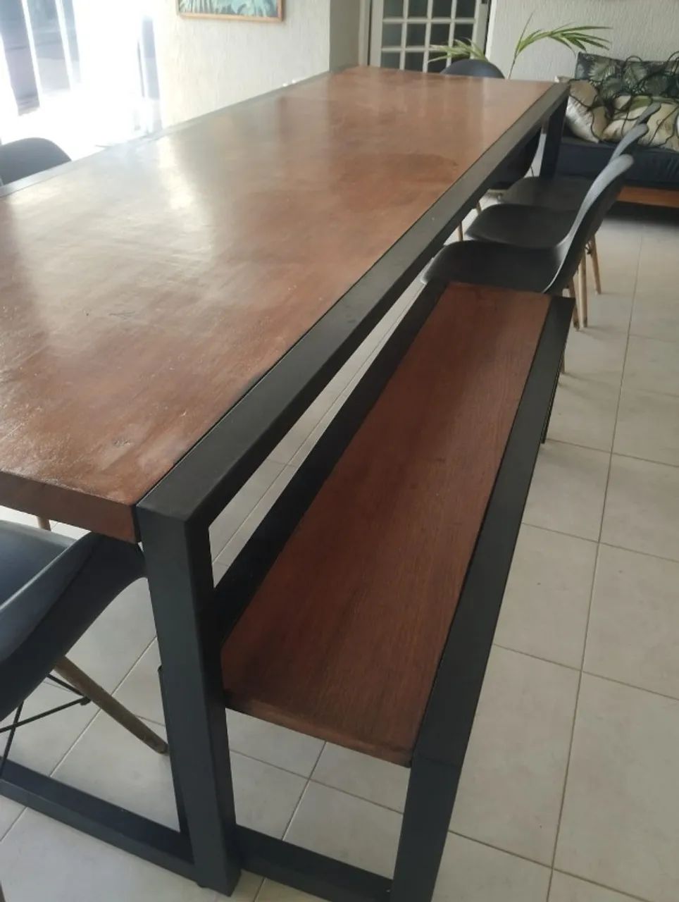 Mesa para áera de lazer, de madeira maciça com ferro, com 3 metros de comprimento - Foto 2