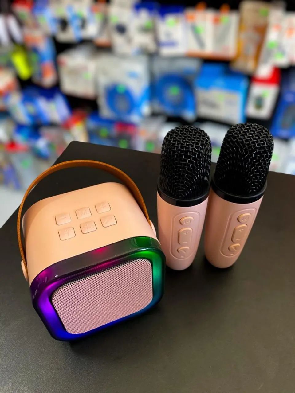 CAIXA DE SOM MINI COM 2 MICROFONES KARAOKÊ <br>?R$ 89,99 - Foto 4