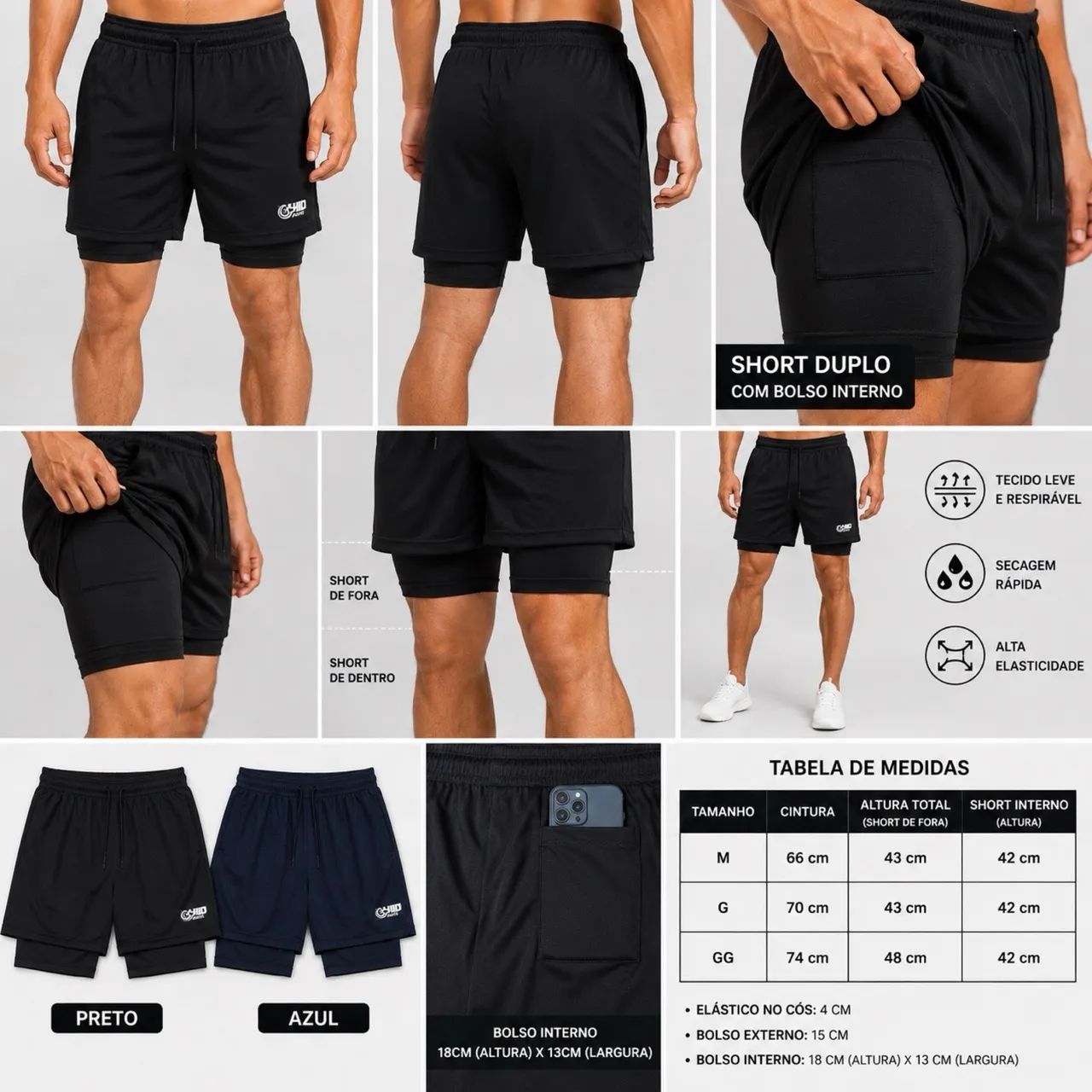 Short duplo masculino  - Foto 5