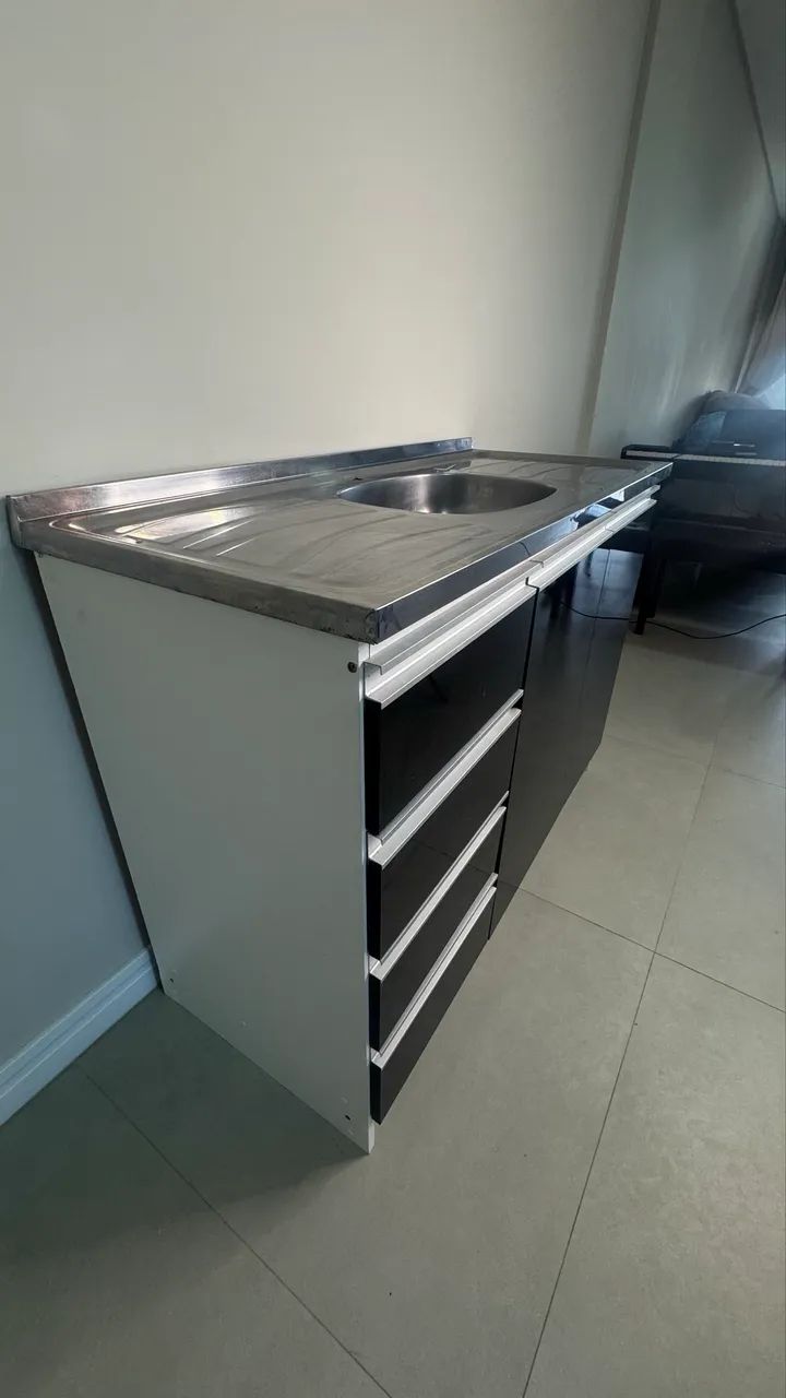 Balcão em MDF de cozinha com pia inox 1,20 - Foto 2