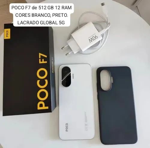 POCO F7 de 512 GB 12 RAM COR BRANCO LACRADO GLOBAL - Celulares e