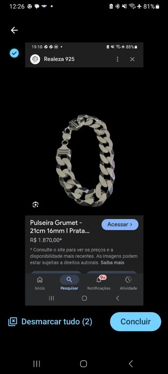 Pulseira 925 16mm prata pura  - Foto 2