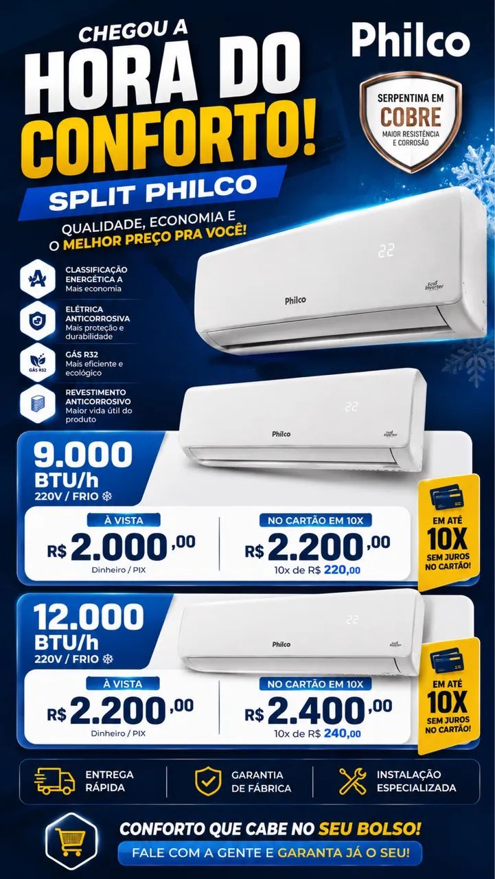 Split Philco com nota fiscal e garantia 