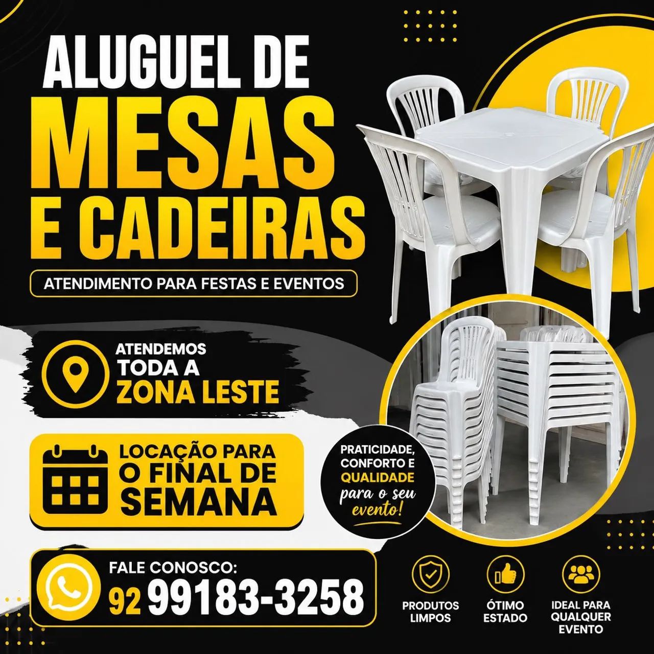Aluguel de mesas e cadeiras 