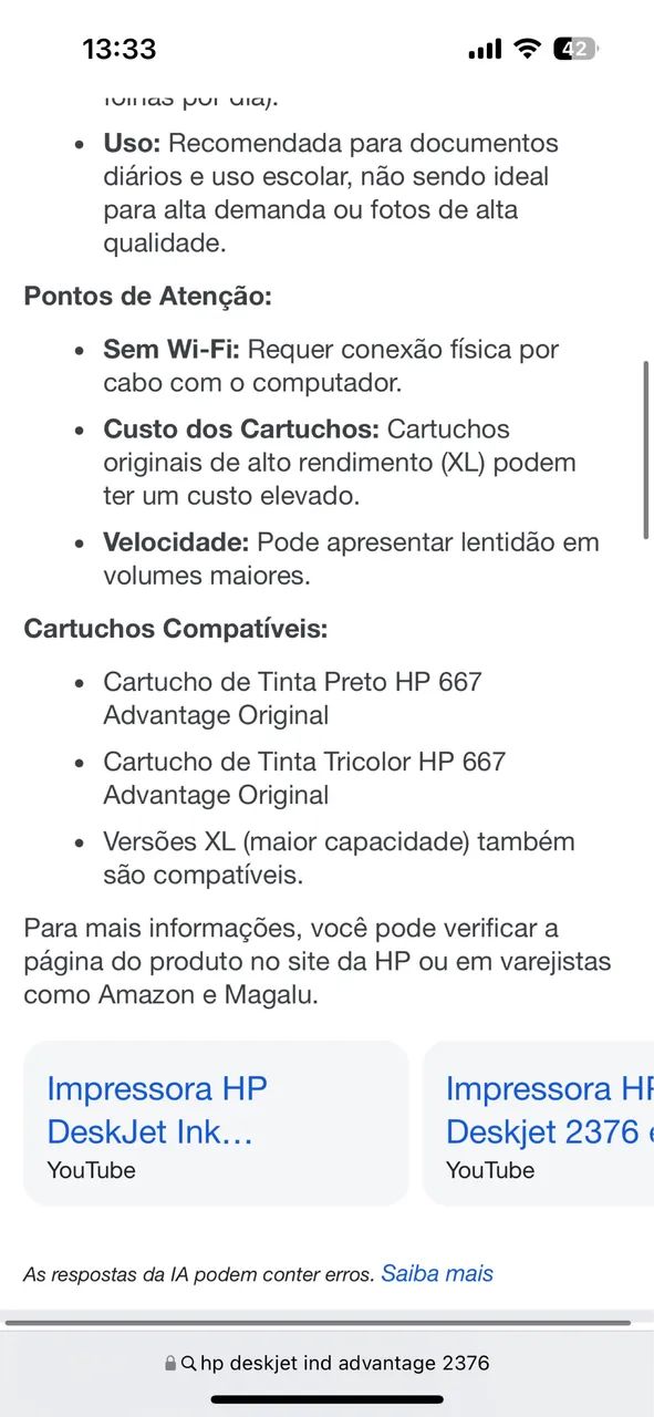 Impressora HP deskjet ind advantage 2376 - Foto 2
