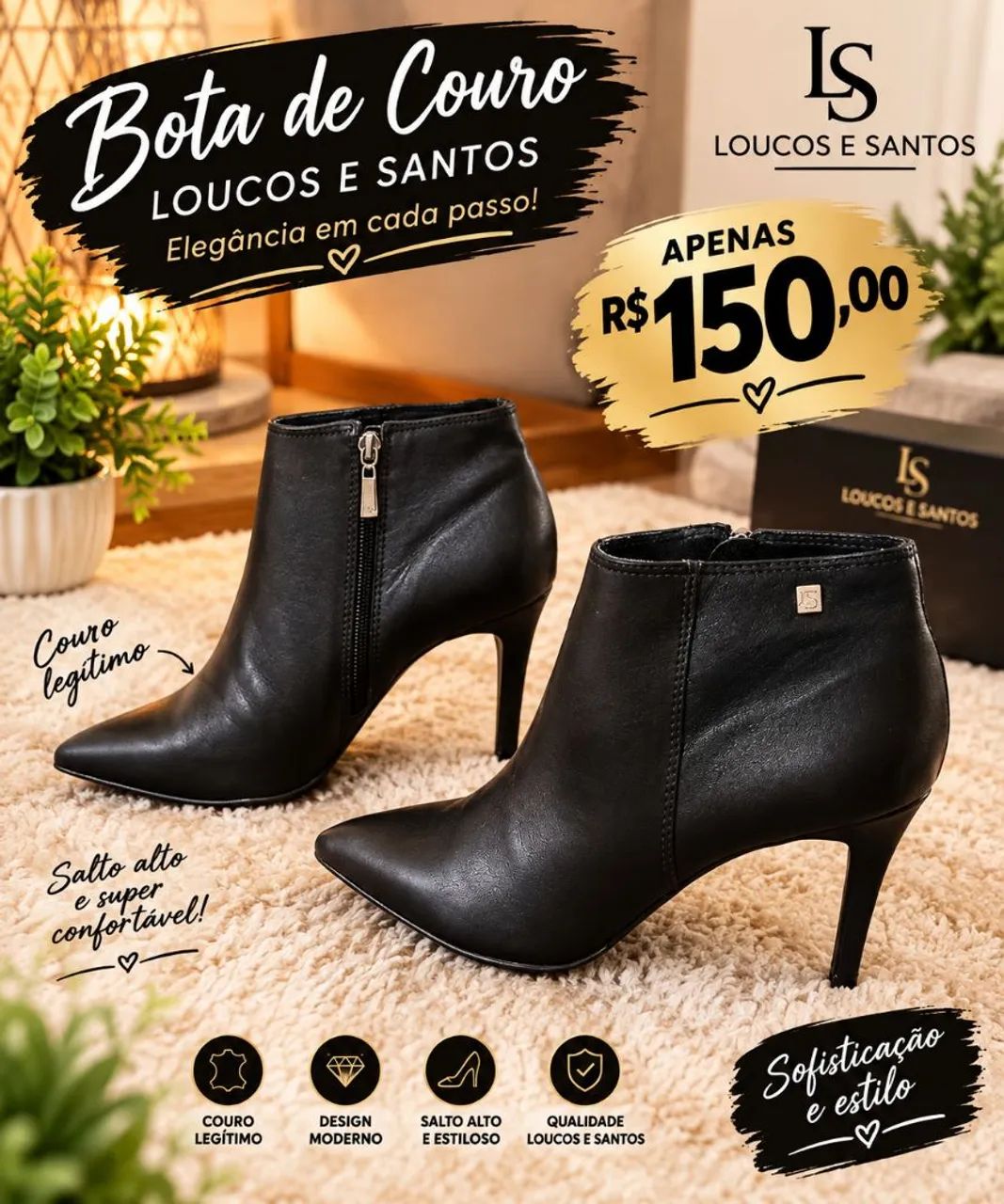 bota de couro marca loucos e santos 