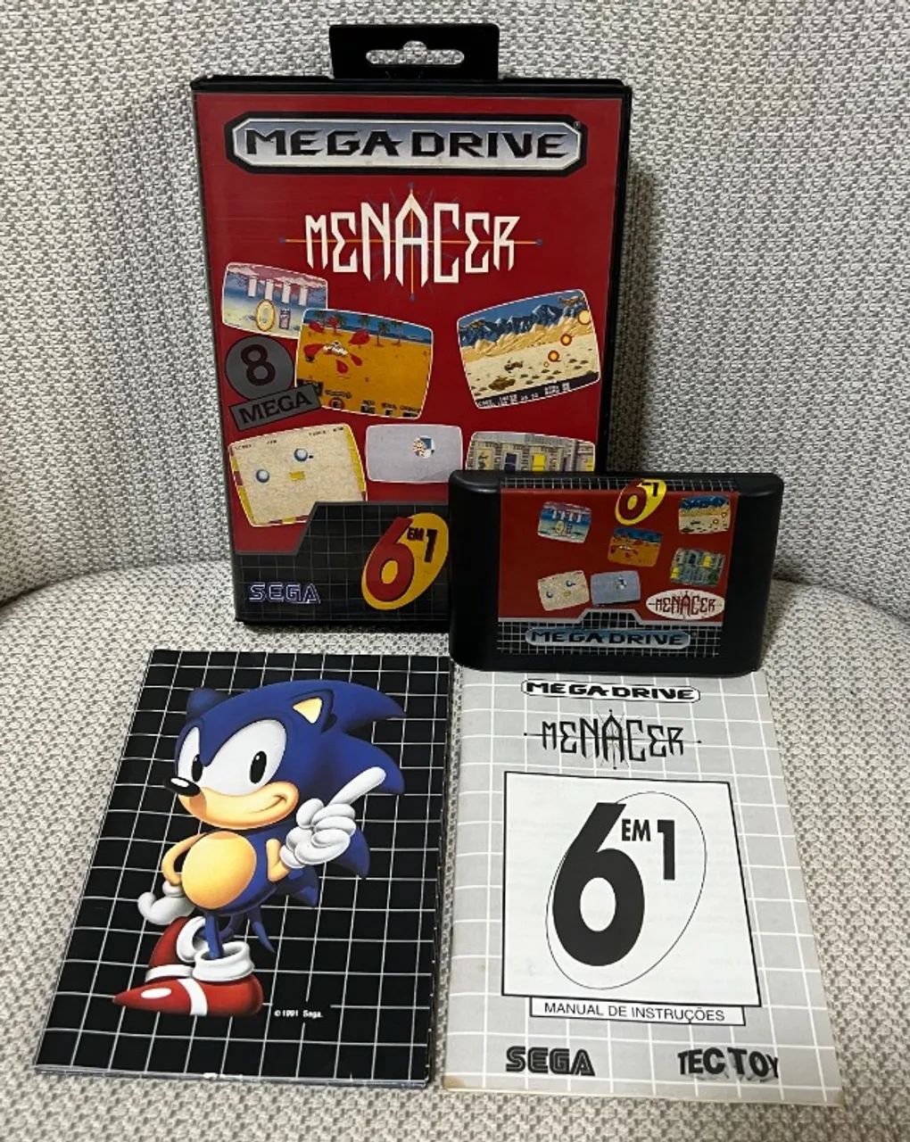 Jogo Menacer 6 em 1 Mega Drive - Original completo c/ manual