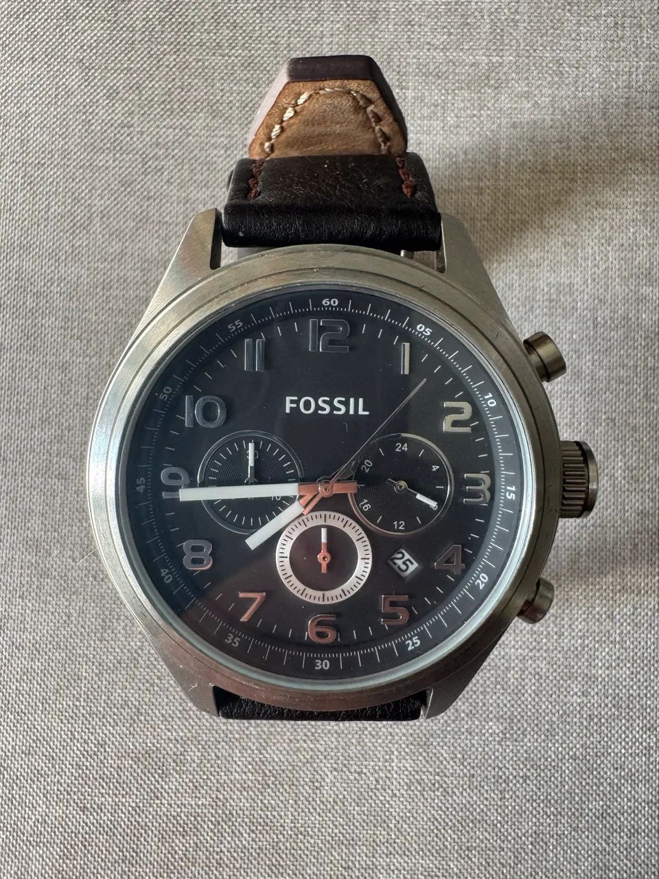 Relógio Fóssil Masculino Pulseira Couro Marrom 