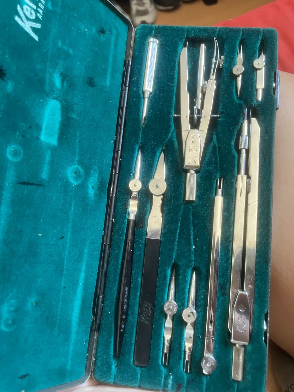 Estojo Completo de Compassos Técnicos Kern Swiss - Raro & Profissional