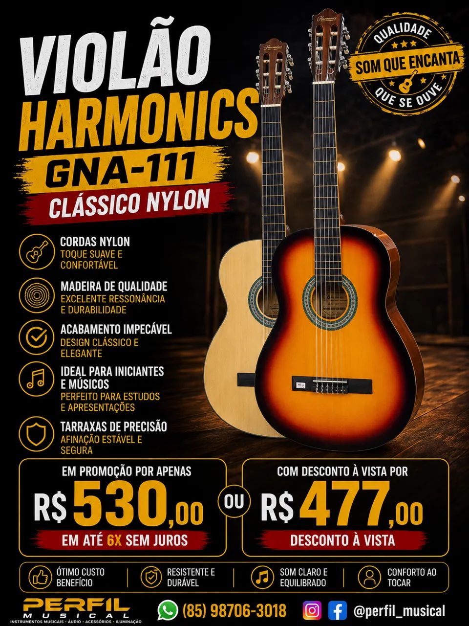 Violão Harmonics clássico nylon Gna111