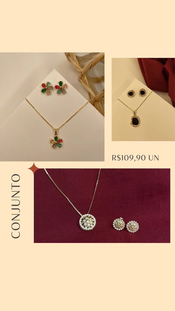 Semijoias brinco, colar e pulseira  - Foto 2