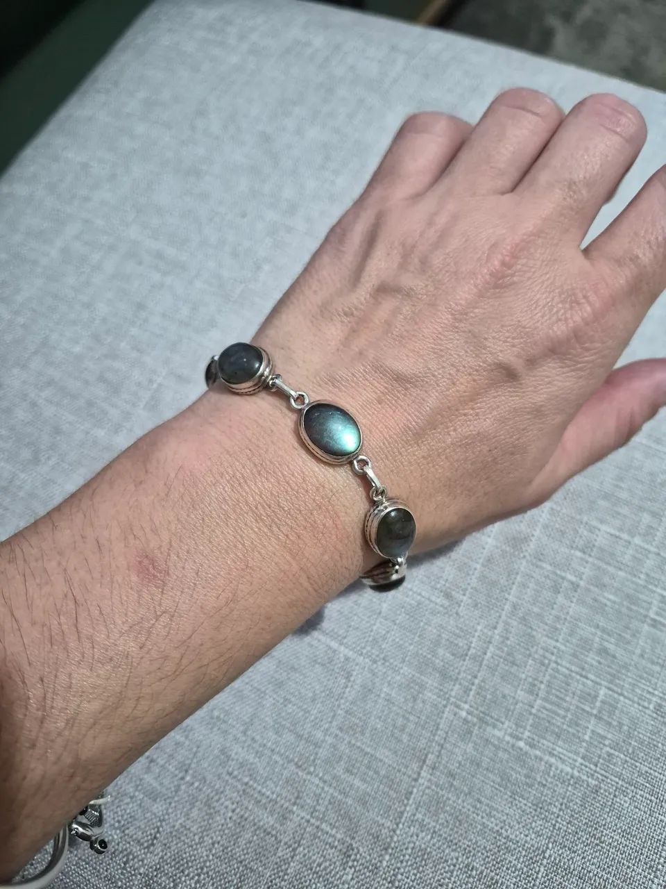 Pulseira de prata 925 com labradorita - Foto 3
