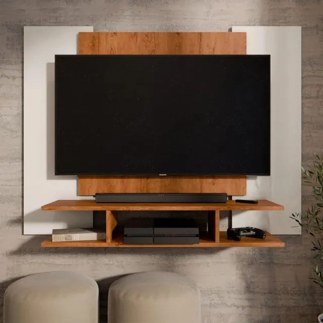 Painel Freijó Off White TV até 50 polegadas Moderno NOVO Promoção