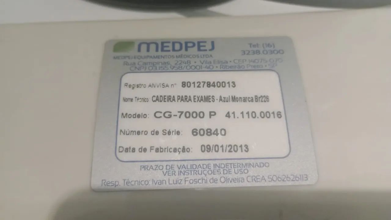 Cadeira para exames MEDPEJ CG 7000 P  - Foto 2